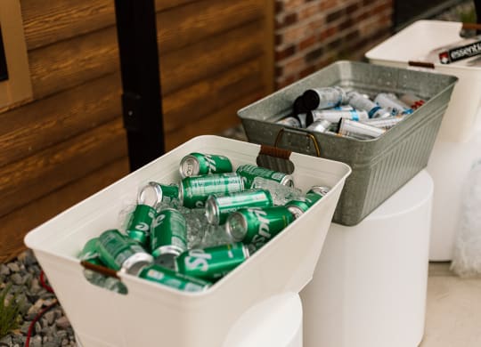 a couple of bins full of cans of beer  at Embold, Lehi, UT, 84043