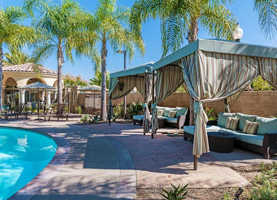 pool cabanas at Tavera Apartments