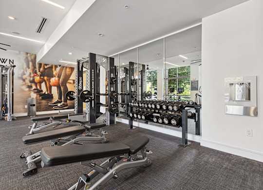 the gym at the enclave at woodbridge apartments in sugar land, tx