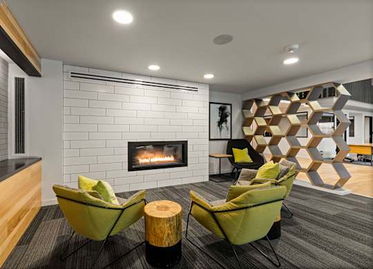 Living Room with Fireplace at Axle, Seattle, 98119