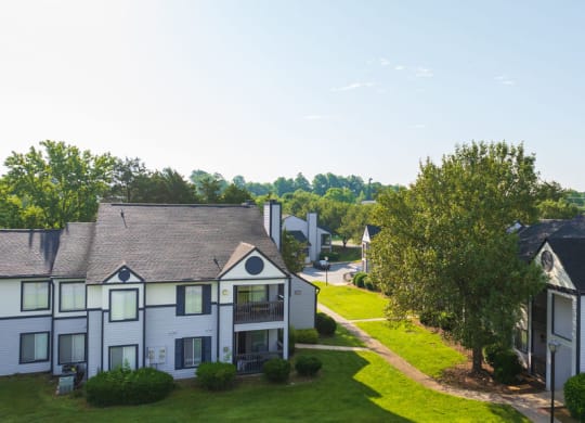 Aerial view of neighborhood at The Madison at Adams Farm, North Carolina, 27407