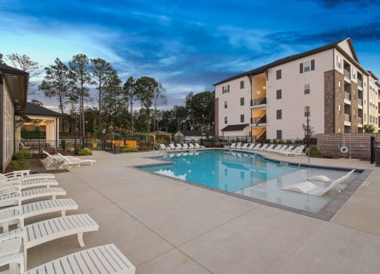 our apartments have a resort style pool with lounge chairs