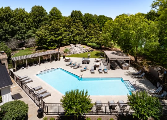 arial view of a pool at the resort at governors island