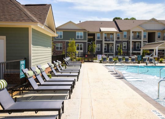 our apartments have a resort style pool with lounge chairs