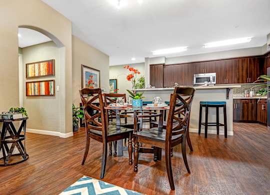 A dining room at Tavera Apartments