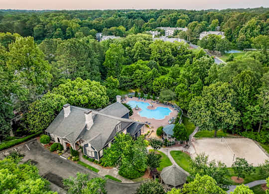 Aerial view of Bridgewater showing landscape of trees
