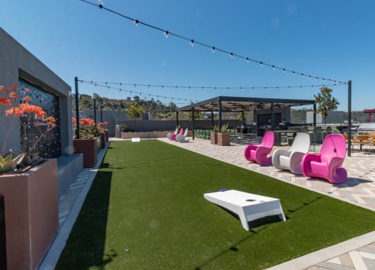 outdoor lounge area at Gravity, San Diego California