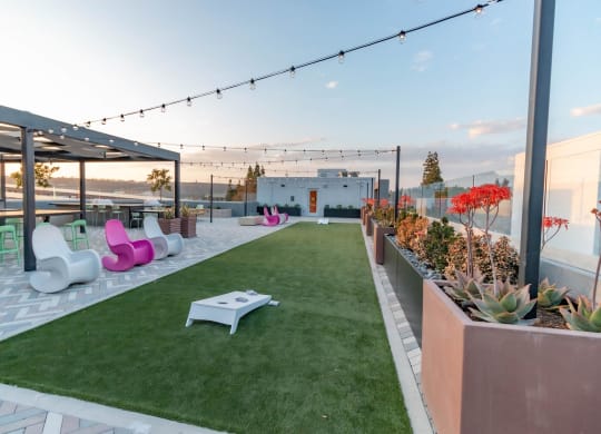outdoor lounge area at Gravity, San Diego, 92120