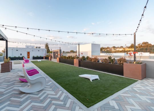Outdoor lounge area at Gravity, California