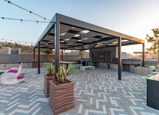 Outdoor lounge area at Gravity, San Diego, 92120