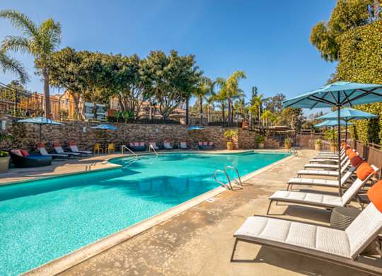 Swimming pool with lounge chairs
