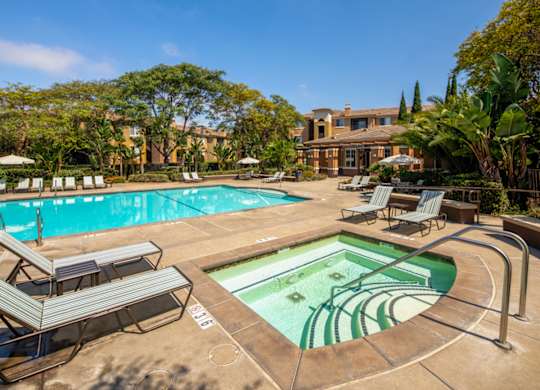 A pool and hot tub