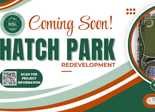 Poster announcing the upcoming redevelopment of Hatch Park at The Pointe at Northridge, Salt Lake City