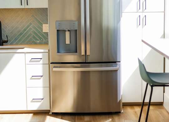 Stainless steel refrigerator at The Madison at Adams Farm, Greensboro, NC, 27407
