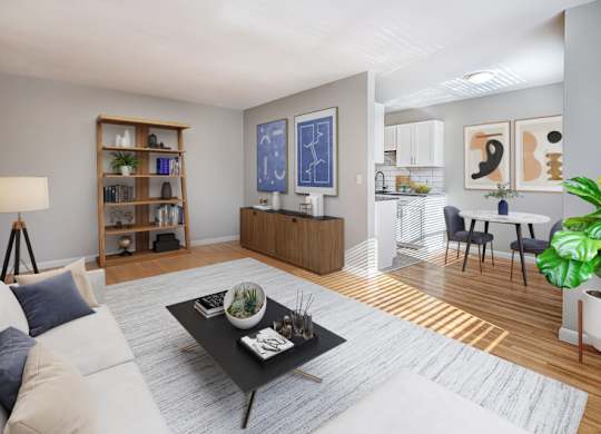 Living Room With Kitchen at Lock Vista, Seattle, WA