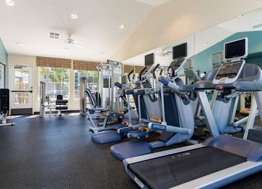 Fitness center at The Landing at Ocean View Hills Apartments