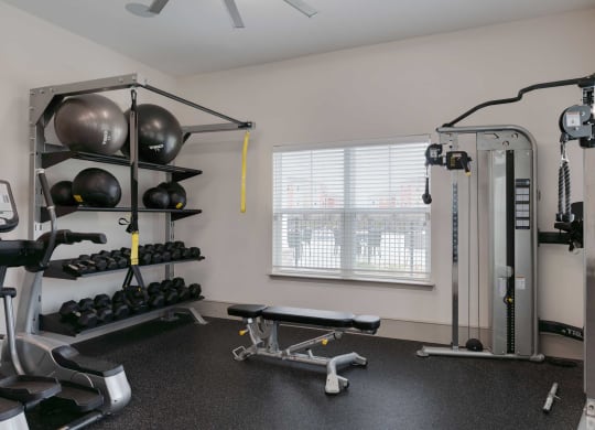the gym at the flats at big tex apartments