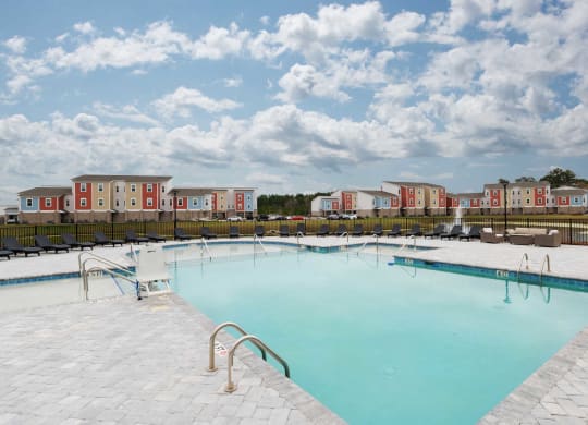 the swimming pool at the apartments for rent