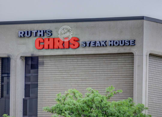 a building with a sign that reads ruts steak house