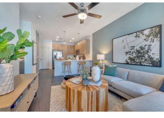 a living room with a couch and a coffee table