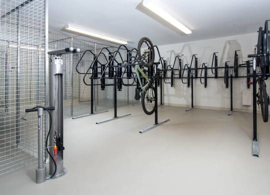 the new store is filled with bikes on racks