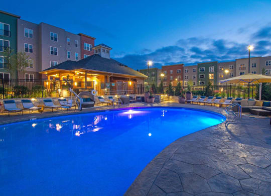 the pool at night at the residence inn
