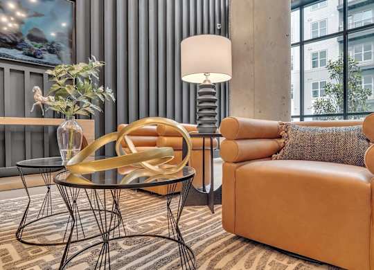 a living room with a couch and a table