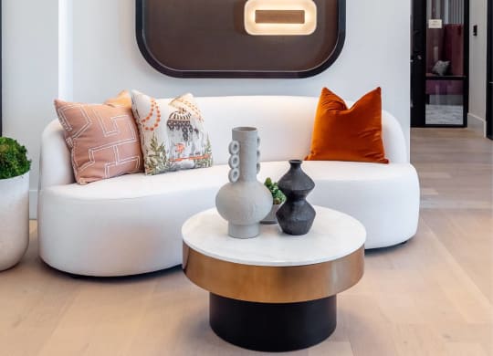 a living room with a couch and a coffee table
