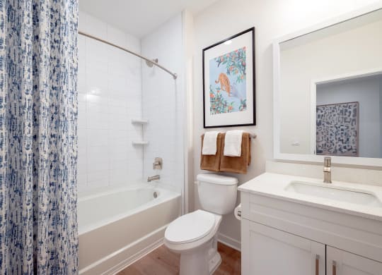 a bathroom with a toilet and a tub and a sink