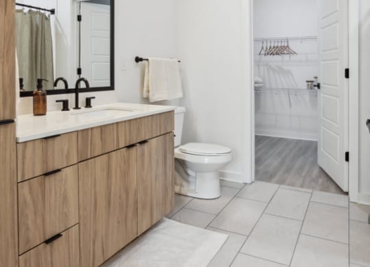 a bathroom with a toilet and a sink and a mirror at Alta City Side, Tennessee