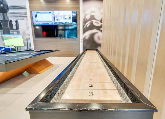 Shuffleboard in game room