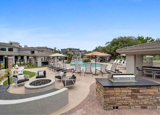 take a dip in the pool or relax by the fire pit