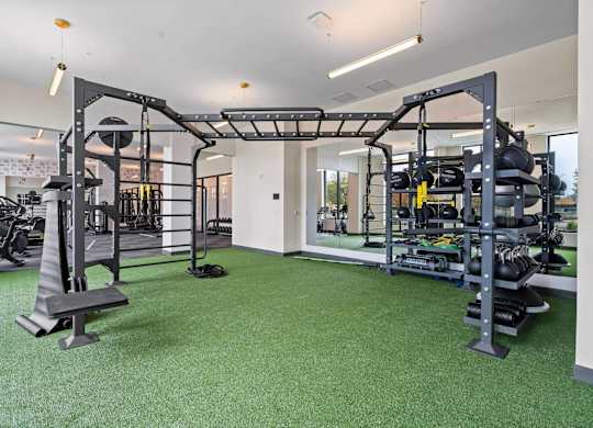 Fitness Center with bodyweight machines at The Hallon Apartments,  Hopkins, MN, 55343