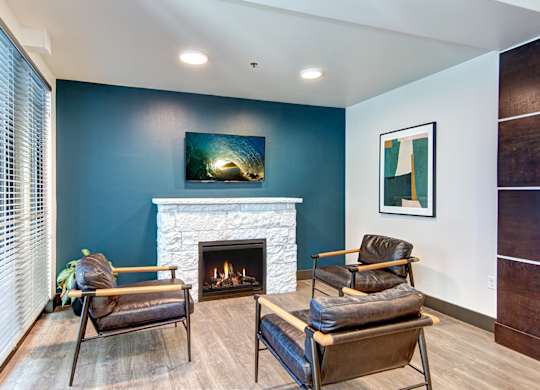Fireplace Sitting at The Pacifica Apartments, Washington
