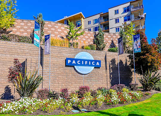 Monument Sign at The Pacifica Apartments, Tacoma