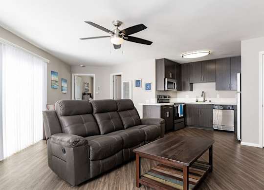 Living Room with Ceiling Fan at Village Square, La Jolla, 92037