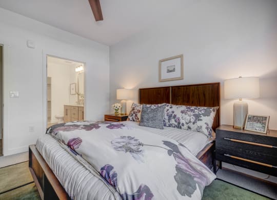 Bedroom with an attached bathroom