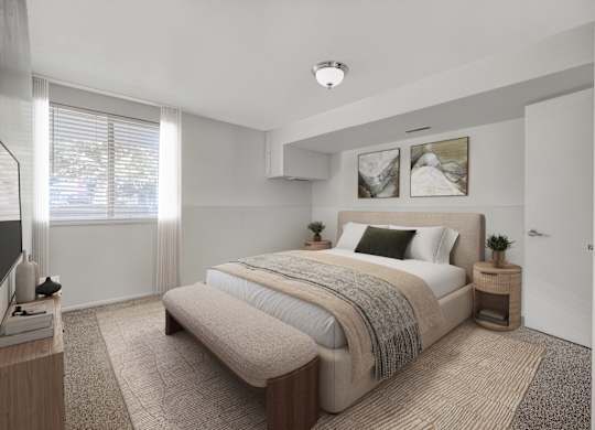 Bedroom with bed at The Pointe at Northridge, Salt Lake City