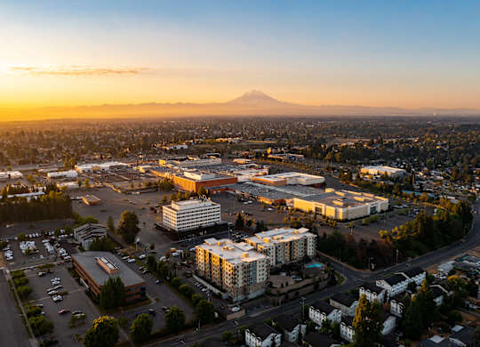 Building Drone Photo at The Pacifica Apartments, Washington