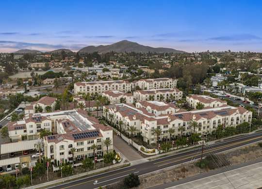 An arial view of Seta apartments.
