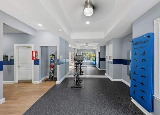 A hallway with a Smart Mat on the right side.
