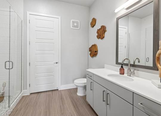 Bathroom With Vanity Lights at Trailhead, Austin, Texas