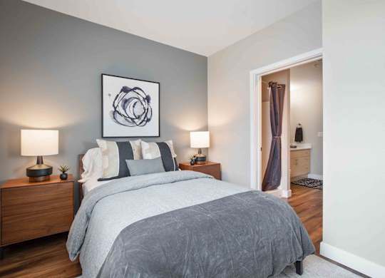 Bedroom With Closet at The Pacifica Apartments, Tacoma, WA, 98409