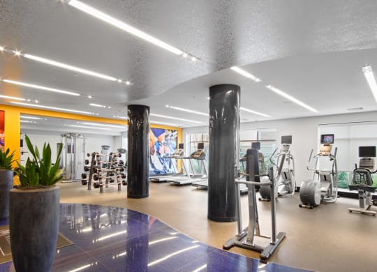 a gym with weights and cardio equipment  at Glen Mills in Glen Mills, PA
