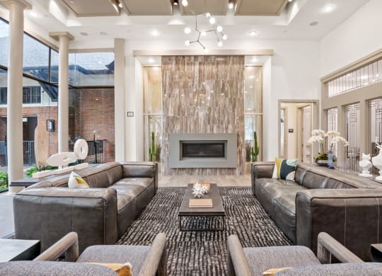 Comfortable seating in leasing office at Mission Gate in Plano TX