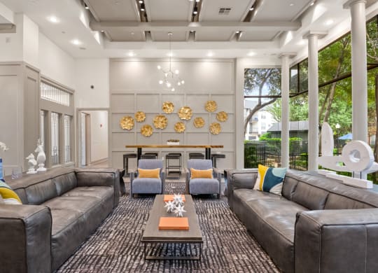 Comfortable seating in leasing office at Mission Gate in Plano TX