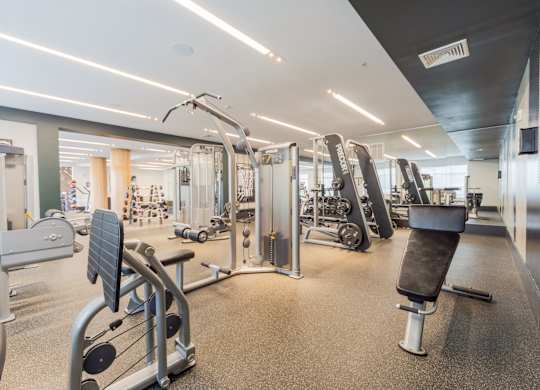 Weight Machines in the Fitness Center at The Heights at Glen Mills in Glen Mills, PA 19342