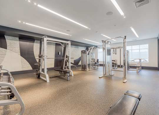 Weight Machines in the Fitness Center at The Heights at Glen Mills in Glen Mills, PA 19342