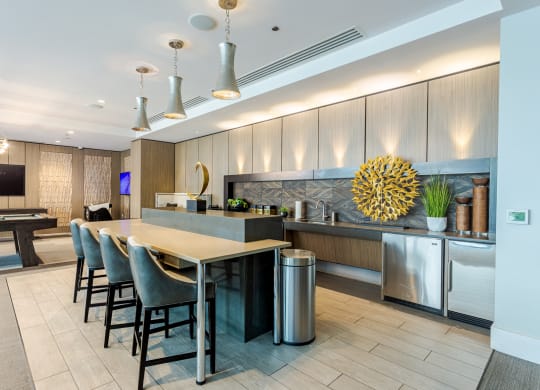 Community Kitchen with Seating at The Grand Central Apartments in Chicago, IL 60607