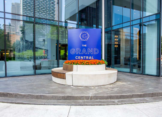 Entrance Sign at The Grand Central Apartments in Chicago, IL 60607